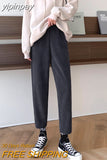 yipinpay Korean Casual Harem Pants Women Solid Autumn Winter High Waisted Sweatpants Female Pockets Loose Harajuku Pants Ladies