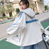 Yipinpay 2023 Spring/Autumn Fashion Jacket Women Preppy Style Loose Hooded Student Windbreaker Female