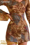 Yipinpay Women Sexy Dresses Evening Party Fall Winter Clothes 2023 Vintage Bodycon Long Sleeve Mini Dresses for Day and Night Party
