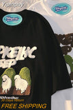Yipinpay summer new lamb embroidery short-sleeved T-shirt women's Y2K American retro wild T-shirt couple casual loose short-sleeved