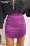 Yipinpay Elegant Silky Satin High Waist Skirts Women Fashion Office Lady Bodycon Mini Skirts Femme Summer Night Club Bottom Cloth