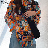 Yipinpay Style Patchwork Long Sleeve Loose Women Blouse Shirt y2k Button Up Oversize Ladies Shirts 2023 Spring Female Tops Clothe