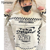 Yipinpay Women's Sweater Oversized Y2k Aesthetics Tops Knit Pullover Jumper Graphic Winter Streetwear Korean Fashion Long Sleeve Clothes