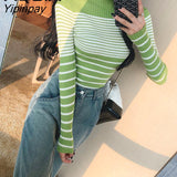 Yipinpay style Striped Slim Elasticity Women's Sweaters Turtleneck Long Sleeve Sweater Women 2023 Winter Autumn Female Pullovers