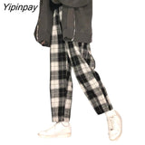 Yipinpay Harajuku Plaid Pants For Women Trousers 2023 Streetwear Woman Harem Pants Autumn Ladies Causal Pants Size