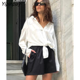 Yipinpay 2023 Spring Elegant Long Sleeve Women White Shirt Office Lady Fashion Button Up Woman Tunic Blouse Work Clothing Top