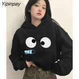 Yipinpay 2023 Autumn Casual Cartoon Print Women Hoodies Korean Style Long Sleeve Loose Short Sweatshirt Pullovers Female Tops