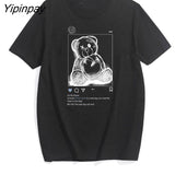 Yipinpay dropshipping cute Bear hip hop vintage Letter punk clothes top Short sleeve Large print Harajuku women t-shirt