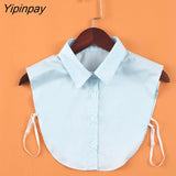 Yipinpay Ladies Blouse white fake collar turndown collar 2023 Fashion Elegant Women Fake Half Shirt Detachable Female Clothing