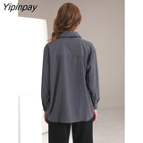 Yipinpay 2023 Spring New In Office Lady Long Sleeve Shirt Women Korean Style Button Up Tie Loose Work Blouse Tunic Female CLothing