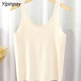 Yipinpay Women Knitted Ribbed Tank Top Streetwear Black White Tees Summer New 2023 Sleeveless Short Vest Sexy Bodycon Crop Tops