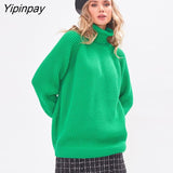 Yipinpay Women Turtleneck Sweater Long Sleeve Pullovers Autumn Winter Warm Baggy Tops Female Jumpers Streetwear Thick Loose Knit Sweaters