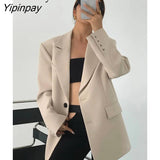 Yipinpay 2023 Autum Oversize Full Sleeve Long Women Blazer Office Lady Solid Work Suit Blazers Work Female Clothing Jackets Coat