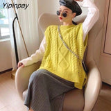 Yipinpay Loose Fluorescent Green Women Sweaters Korea Oversize Knit Woman Sweater Vest 2023 Winter Plus Size Pullover Clothing