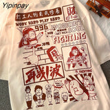 Yipinpay Women Oversize Tshirt Cartoon Cotton Harajuku Anime Female Kawaii Y2k Tops Tee Short Sleeve Fashion Summer Funny Hip Hop Clothes