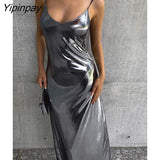 Yipinpay Women's Sexy Bright Color Spaghetti Strap Dress Summer Club Evening Birthday Streetwear 2023 Female Backless Bodycon Robe