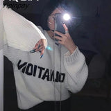 Yipinpay Loose Letter embroidery Women Sweaters Korea Oversize Knit Woman Sweater 2023 Winter Fashion Female Pullover Clothing