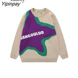 Yipinpay 2023 Winter Streetwear Star Embroidery O Neck Women Sweaters Oversize Long Sleeve Ladies Knit Pullovers Female Clothing