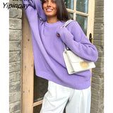 Yipinpay Knit Baggy Sweater Women Pullover Female Jumper Long Sleeve Loose Knitted Tops O Neck Streetwear Autumn Winter Sweaters
