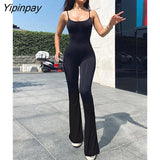 Yipinpay Summer Sleeveless Bodycon Jumpsuits Women Solid Sleeveless One Piece Outfit Female Fashion Y2K Skinny Backless Rompers