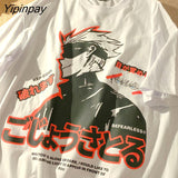 Yipinpay Men T-Shirt Oversized Anime Hip Hop Harajuku Jujutsu Kaisen Short Sleeve Dropshipping Streetwear Loose Tops Tee Graphic Clothes