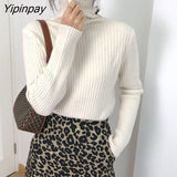 Yipinpay 2023 Winter Minmalist Full Sleeve Slim Sweater Women Korean Style Turleneck Knit Ladies Knit Pullover Female Clothing Top