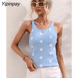 Yipinpay Polka Dot Tank Sexy Knitted Top Summer 2023 Women Rave Outfits Streetwear Sleeveless Basic Vest Knitwear Cute Crop Tops