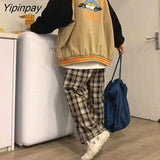 Yipinpay Female Sweatpants Hip Hop Streetwear fashion Aesthetic High Waisted Y2k korean Clothing Harajuku Women Pants Plaid