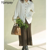 Yipinpay 2023 Autumn Office Lady Patchwork White Shirt Women Korean Style Long Sleeve Loose Tunic Blouse Work Female Clothing Tops