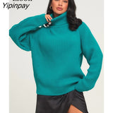 Yipinpay Women Turtleneck Sweater Long Sleeve Pullovers Autumn Winter Warm Baggy Tops Female Jumpers Streetwear Thick Loose Knit Sweaters