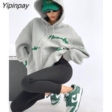 Yipinpay 2023 Winter Streetwear Oversieze Letter Embroidery Thick Hoodies Women Long Sleeve Sweatshirt Female Pullover Clothing
