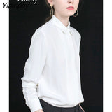 Yipinpay Office Lady White Basic Shirt Women Korea Style Long Sleeve Loose Button Woman Tunic Blouse 2023 Spring Work Female Tops