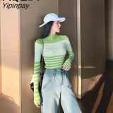 Yipinpay style Striped Slim Elasticity Women's Sweaters Turtleneck Long Sleeve Sweater Women 2023 Winter Autumn Female Pullovers