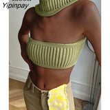 Yipinpay Sexy Knitted Short Corset Tops Women Summer Halter Tank Streetwear Sleeveless Backless Holiday Beach Knitting Crop Tops