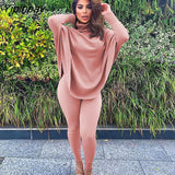 Yipinpay Women Solid Turtleneck Jumper Two Piece Sets Female Oversized Long Sleeve Sweater Tight Pants Suit 2023 Ladies Office Outfits