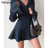 Yipinpay 2023 Spring Minimalist Full Sleeve Women Long Shirt Korea Style Button Up Solid Color Slim Woman Blouse Female Tops