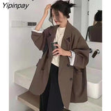 Yipinpay 2023 Autumn Casual Long Sleeve Blazer Women Korean Style Oversize Ladies Suit Blazers Work Female Clothing Jacket Coat