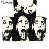 Yipinpay Clothes Vintage Sleeveless Tank Top 2023 Summer Print Personality Bright Color Sleeveless Aesthetic Harajuku Streetwear Slim