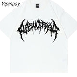 Yipinpay Men Tshirts Graphic Streetwear Hip Hop Goth Summer Y2K Print Harajuku Short Sleeve Cotton Tops Tees Oversized T-Shirt Clothing