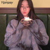 Yipinpay Winter Streetwear Tie dye Knit Women's Sweater Loose Long Sleeve Wool Warm Sweaters Women Fashion Female Pullovers Tops