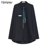 Yipinpay 2023 Spring Japan Style Tie Button Up Solid Shirt Blouse Women JK Long Sleeve Loose Ladies Shirts Oversize Streetwear Top