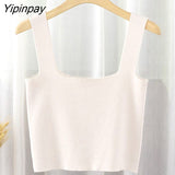 Yipinpay Sexy Knit Short Corset Tops Women Vest New 2023 Summer Ribbed Tank Streetwear Sleeveless Black White Knitting Crop Tops