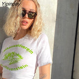 Yipinpay short sleeve loose streetwear tees casual Harajuku women clothing t-shirt shirt vegan clothes streetwear Y2K tshirts tops