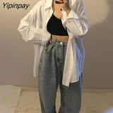 Yipinpay Minimalist Oversize Long Sleeve Button Up Women White Shirt Loose Basic Shirts 2023 Spring New In Female Clothing Tops