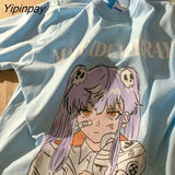 Yipinpay Sexy Female Tee Aesthetic Loose Women Y2K T-shirt Punk Grunge Streetwear Ladies Tops Tshirts Harajuku Clothes