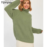 Yipinpay Women Turtleneck Sweater Long Sleeve Pullovers Autumn Winter Warm Baggy Tops Female Jumpers Streetwear Thick Loose Knit Sweaters