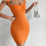 Yipinpay Sexy Knitted Short Corset Dresses Women Summer Sundress 2023 Sleeveless Square Neck Black White Ribbed Bodycon Mini Dress
