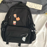 Yipinpay Women's Backpack Kawaii Y2k Harajuku Pendant Ulzzang Cute Dropshipping School Bags Zipper Ins Korean Fashion Vintage Female Bag