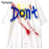 Yipinpay Women's T-shirts Loose Streetwear Harajuku Letter Print Summer 2023 Fashion Female Tshirt dropshipping Casual Aesthetic