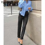 Yipinpay 2023 Office Lady Spring Long Sleeve Folds Blue Women Basic Shirt Korea Style Button Up Woman Tunic Blouse Work Clothing